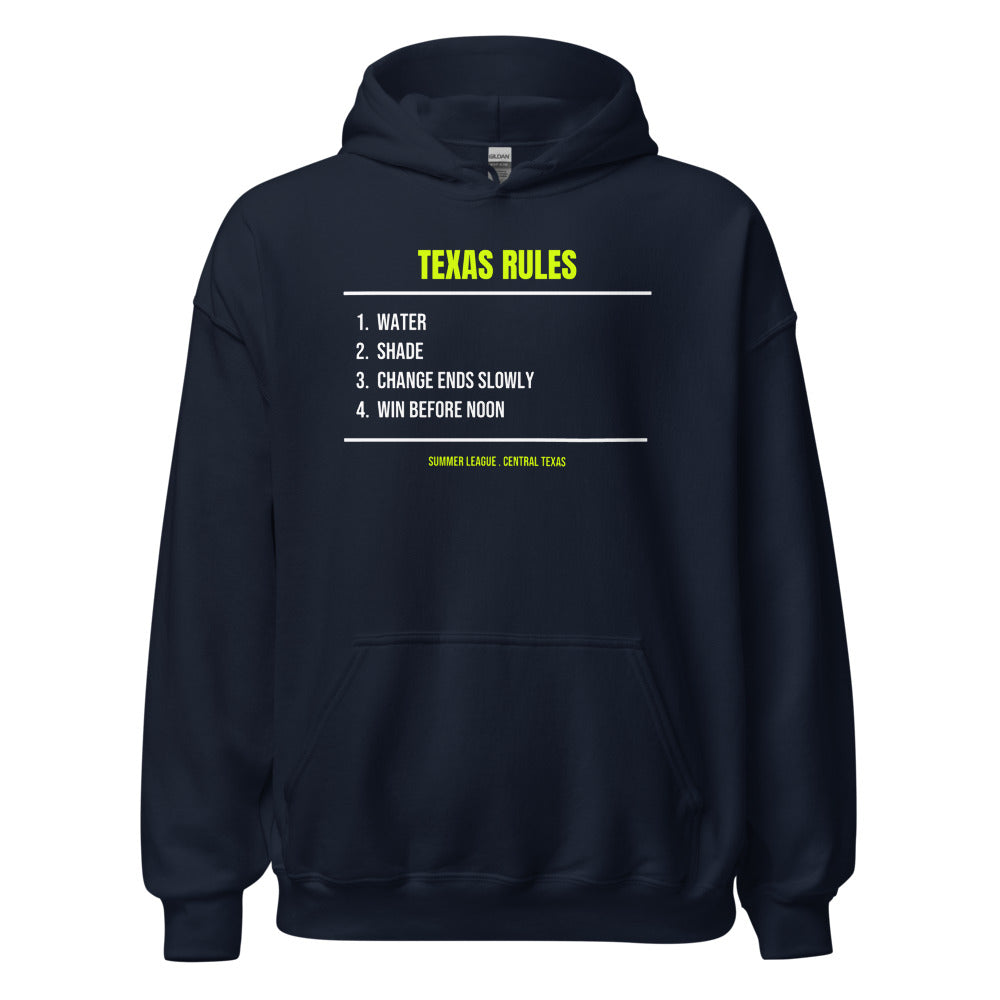 Texas League Rules — Funny Tennis Hoodie — Navy