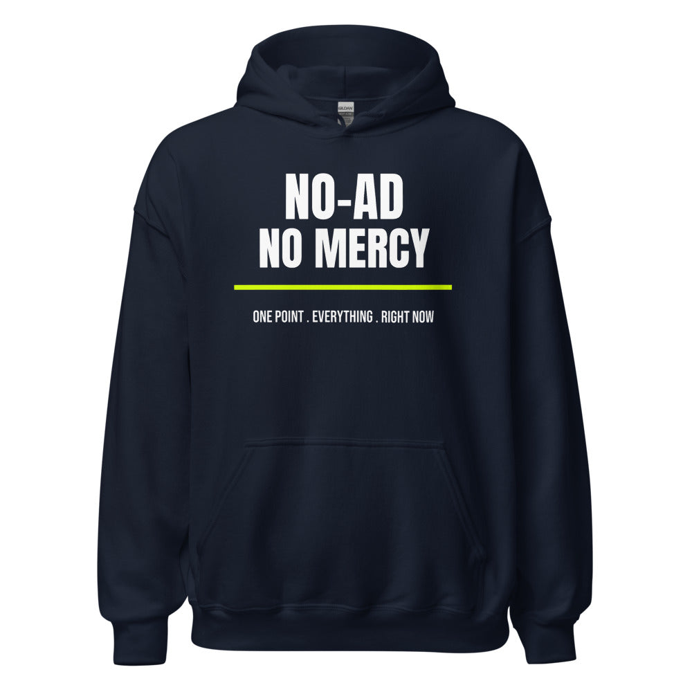 No-Ad, No Mercy — Funny Pickleball Hoodie — Navy