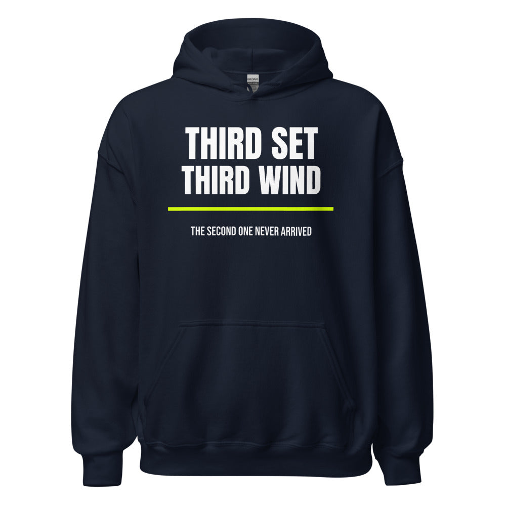 Third Set, Third Wind — Funny Tennis Hoodie — Navy