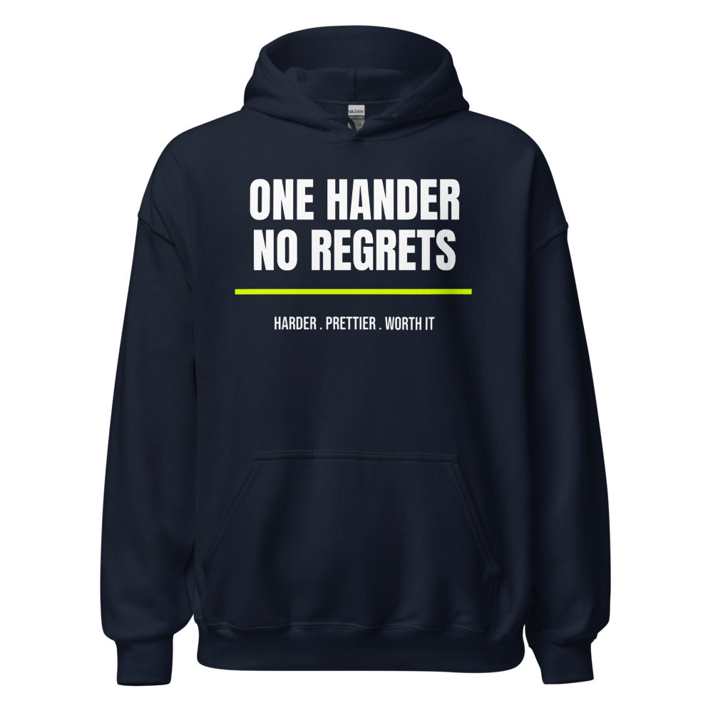 One Hander, No Regrets — Funny Tennis Hoodie — Navy