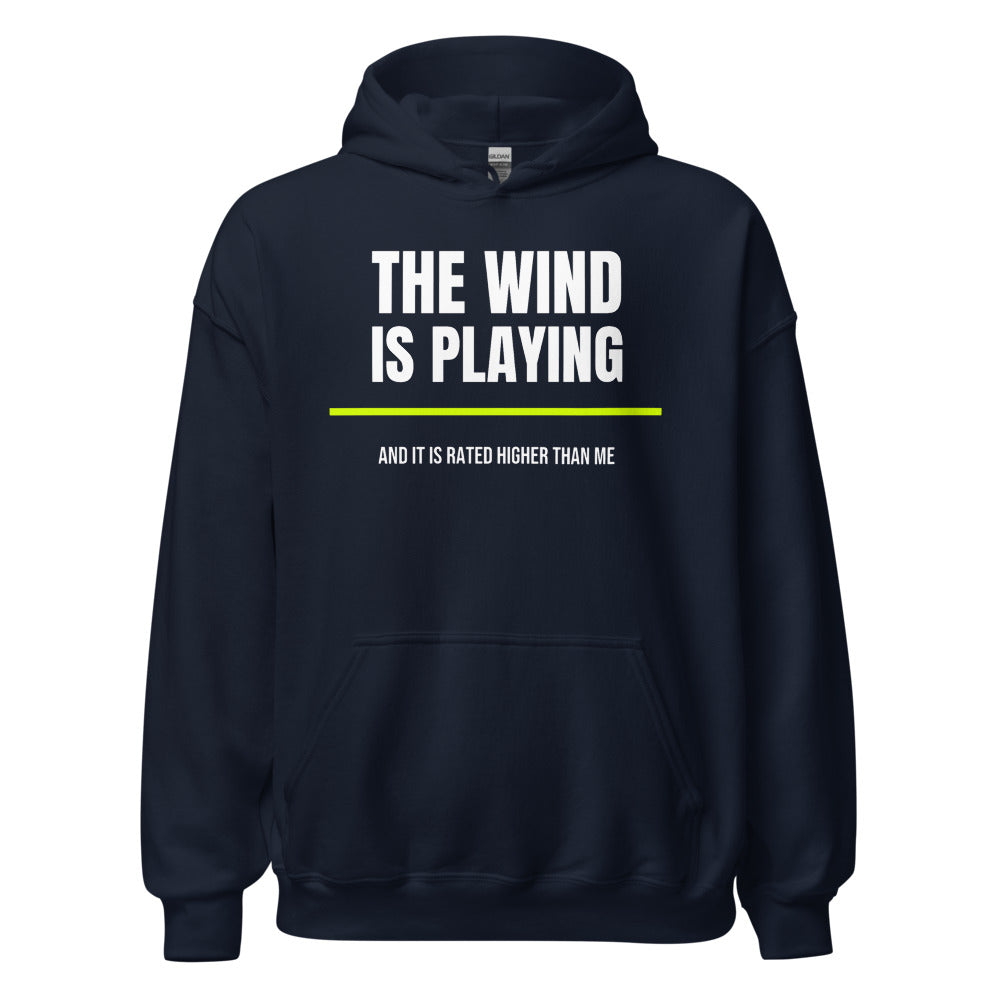 The Wind Is Playing Too — Funny Tennis Hoodie — Navy