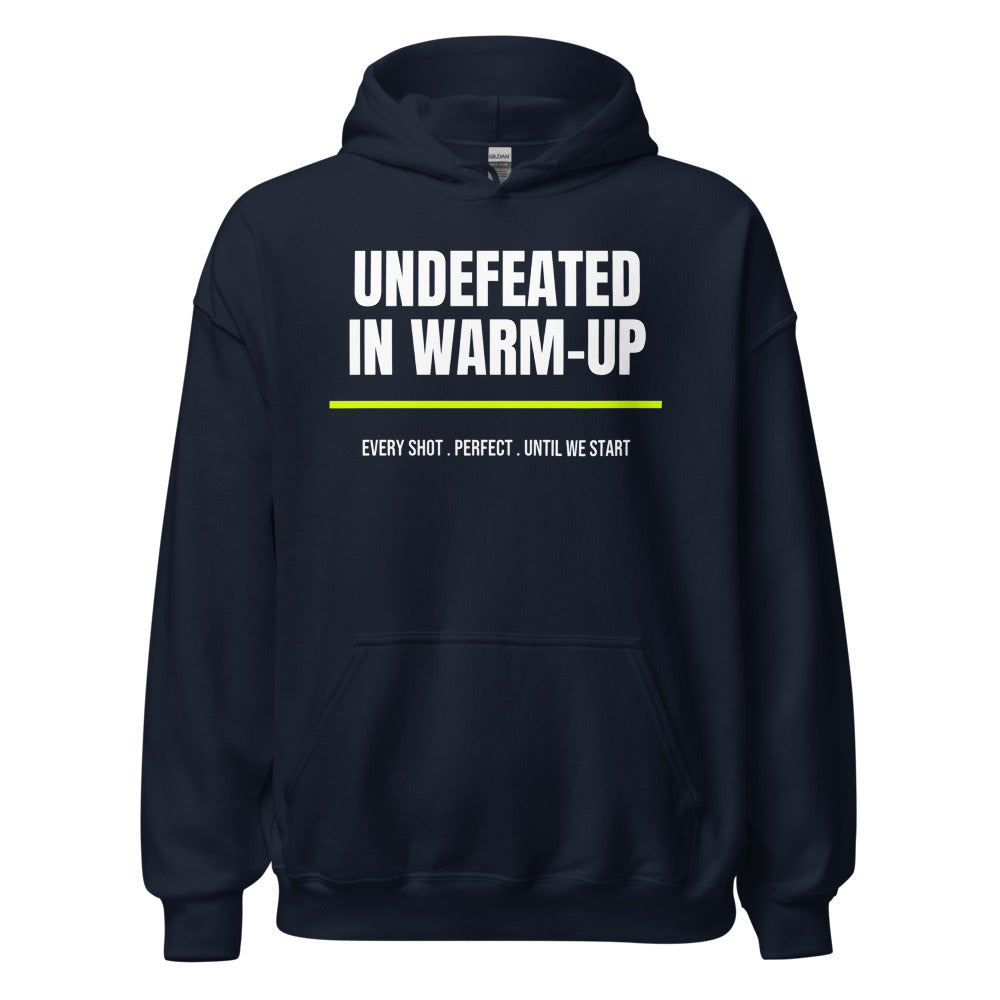 Undefeated In Warm-Up — Funny Pickleball Hoodie — Navy