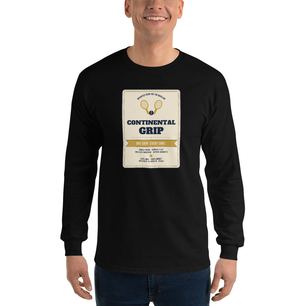 Continental Grip Lager — Vintage Beer Can Tennis Long Sleeve Tee
