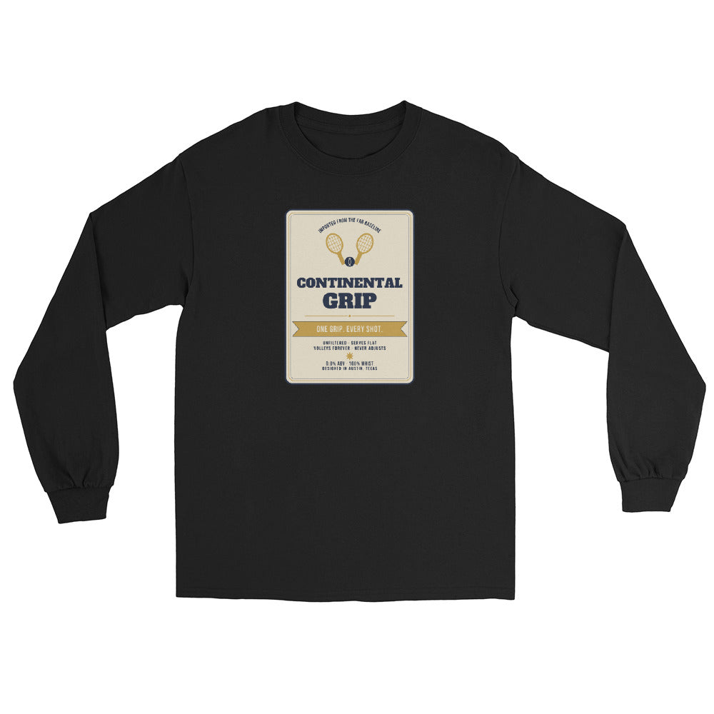 Continental Grip Lager — Vintage Beer Can Tennis Long Sleeve Tee