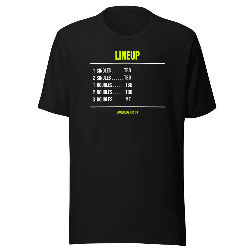 The Lineup Card — Funny Tennis Unisex Tee — Black