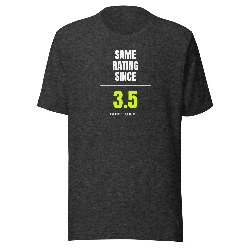 Same Rating Since — Funny Tennis Unisex Tee — Dark Grey Heather