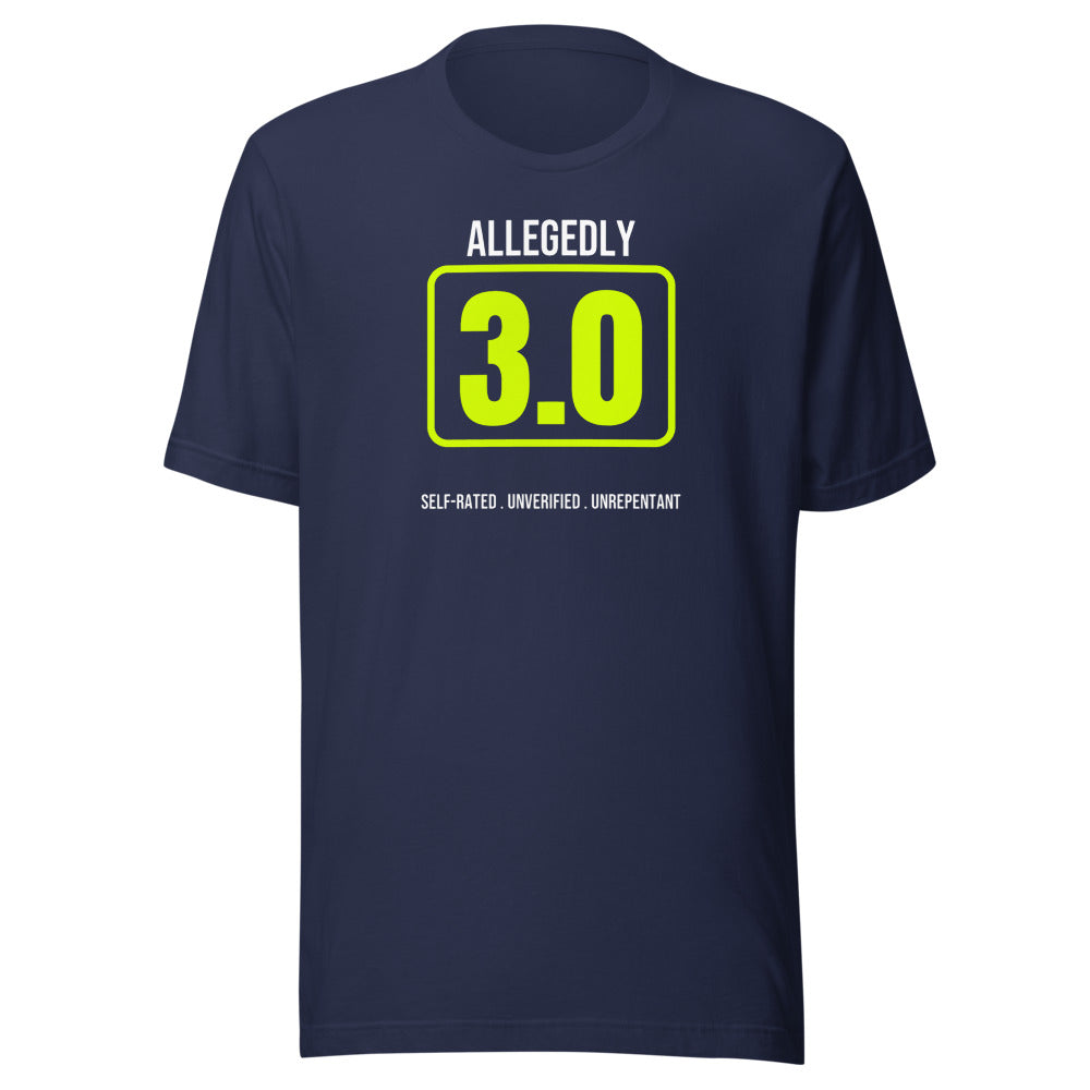 Allegedly A 3.0 — Funny Pickleball Unisex Tee — Navy