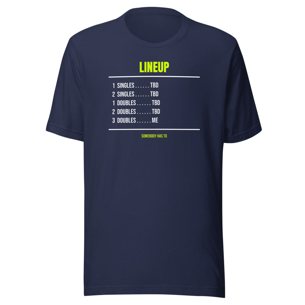 The Lineup Card — Funny Tennis Unisex Tee — Navy