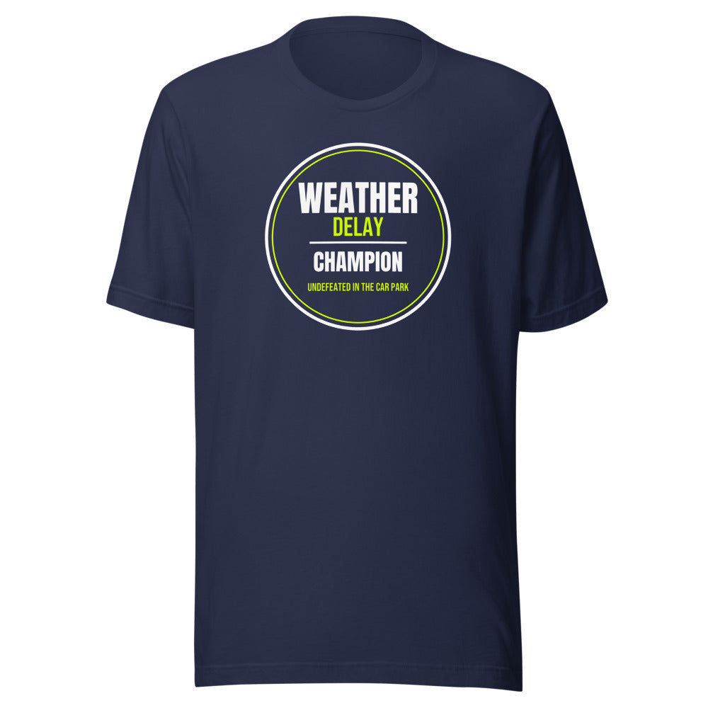 Weather Delay Champion — Funny Pickleball Unisex Tee — Navy