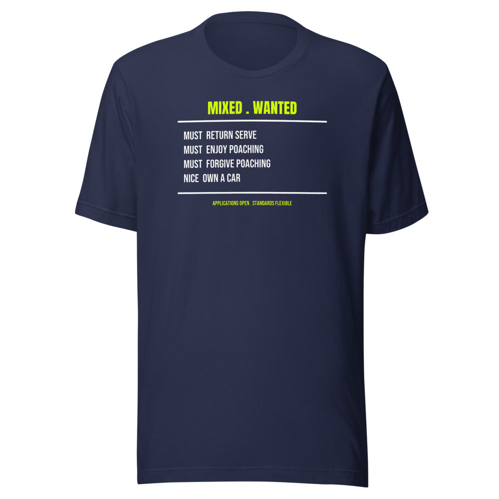 Still Looking For A Partner — Funny Tennis Unisex Tee — Navy