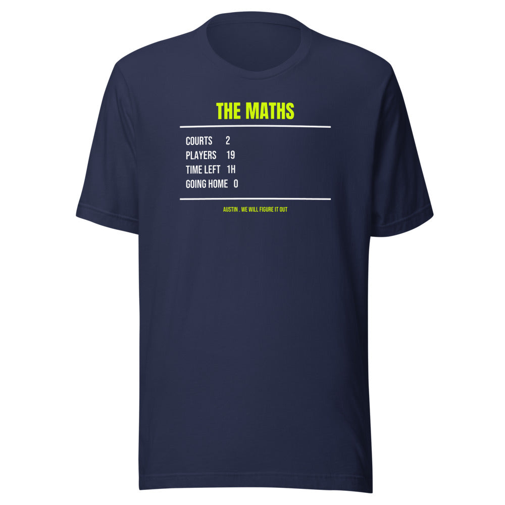 Two Courts, One Hour — Funny Pickleball Unisex Tee — Navy