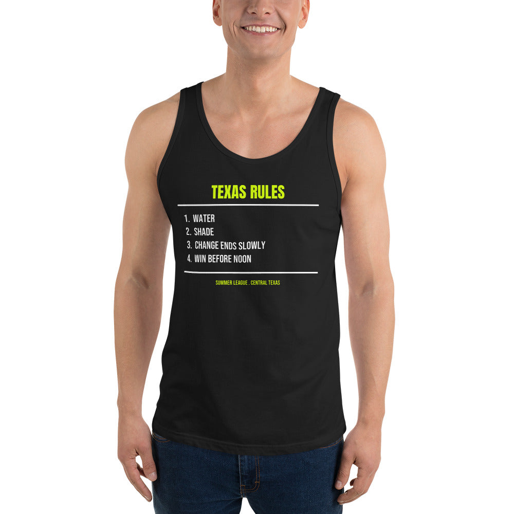 Texas League Rules — Funny Tennis Tank Top — Black