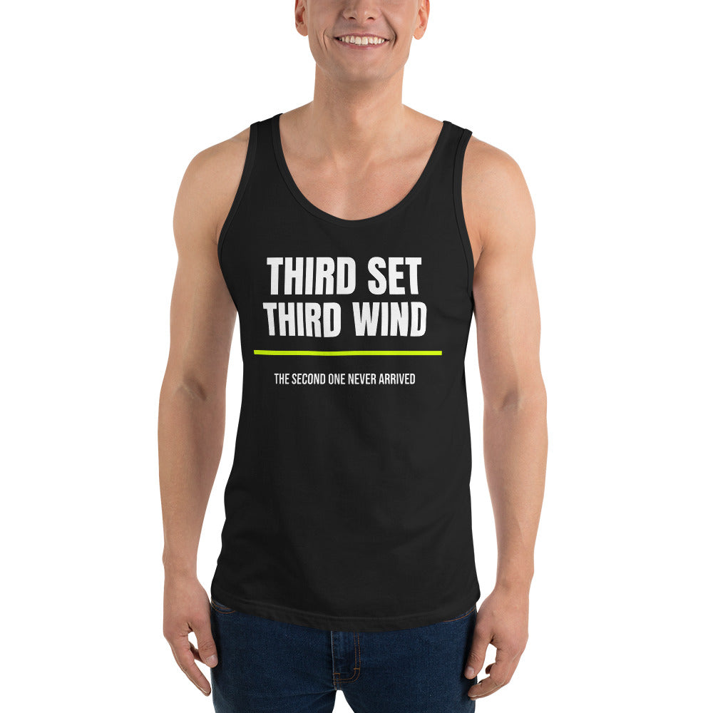 Third Set, Third Wind — Funny Tennis Tank Top — Black