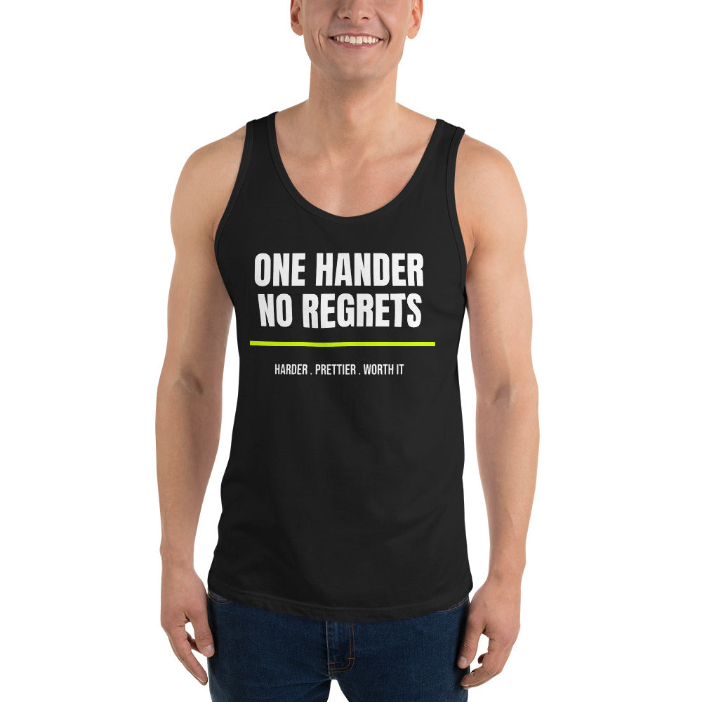 One Hander, No Regrets — Funny Tennis Tank Top — Black