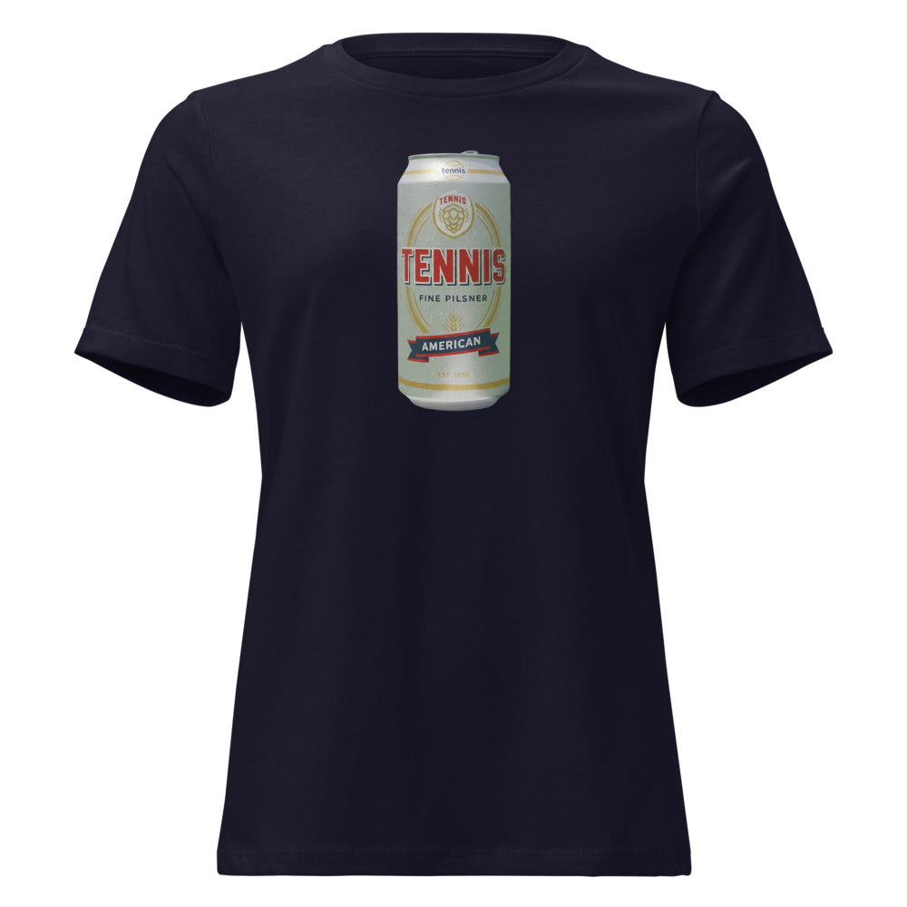 Tennis Pilsner American — Vintage Beer Can Tennis Women's Relaxed Tee