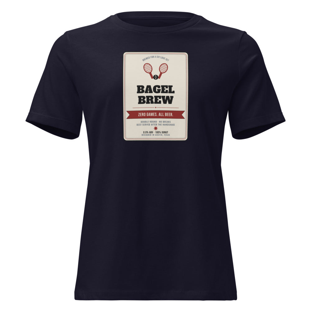 Bagel Brew — Vintage Beer Can Tennis Women's Relaxed Tee