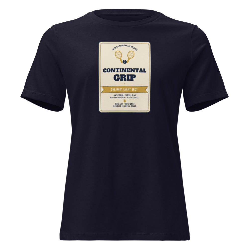 Continental Grip Lager — Vintage Beer Can Tennis Women's Relaxed Tee