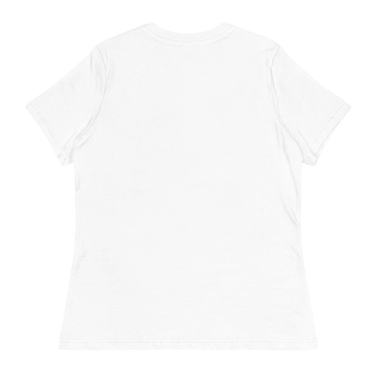 Victory Pose women's tennis tee in white, back view — plain, design is front-only
